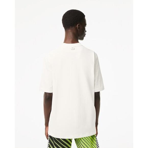 Lacoste Short Sleeve Loose Fit Cotton Jersey Graphic T-Shirt White/Green Men’s M - Picture 3 of 13